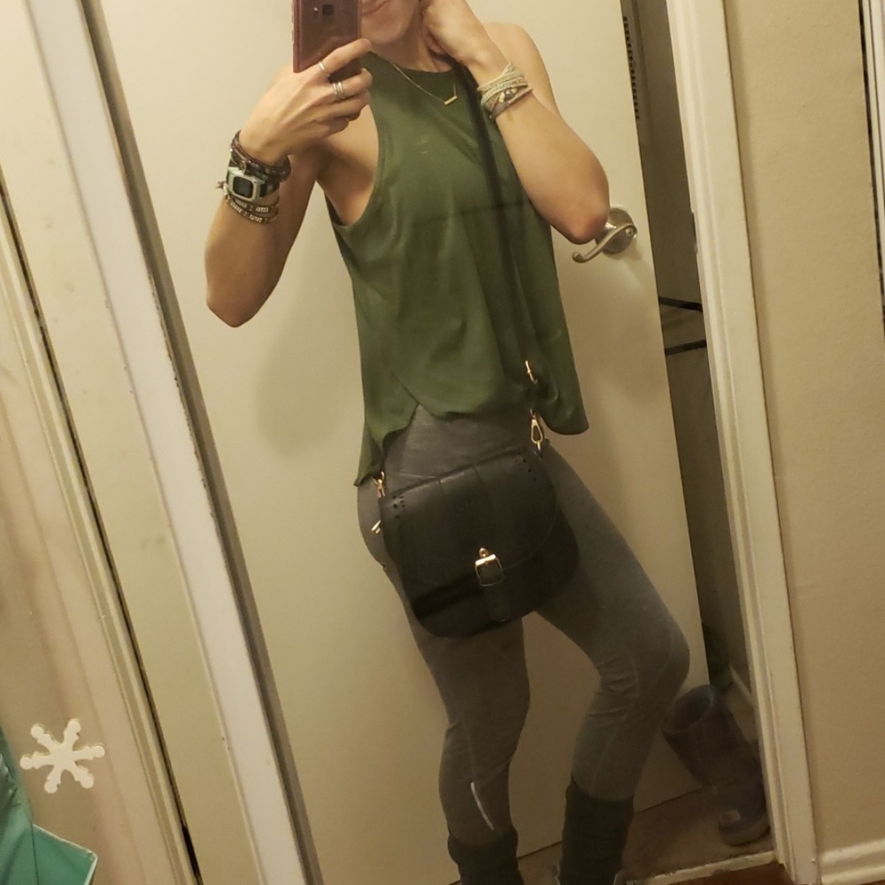 Faux Black Leather mini cross body bag. - Picture 7 of 8
